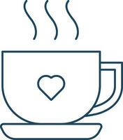 Linear Hot Cup with Hearts Vector Icon.