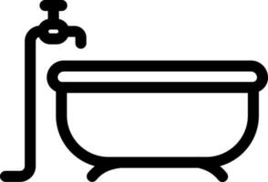 Isolated Bath Tub With Tap Icon in Lineal Style. vector