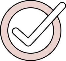 Checkmark Icon In Pink And White Color. vector