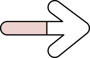 ilustración de Derecha flecha icono en rosado y blanco color. vector