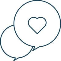 Vector Illustration of Heart Chat Icon in Line Art.