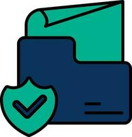 Blue And Green Approve Security Shield With Folder Icon. vector