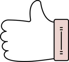 Isolated Thumbs Up Icon In Pink And White Color. vector