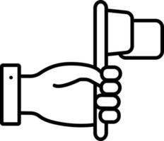 Illustration Of Hand Holding Flag Icon In Line Art. vector