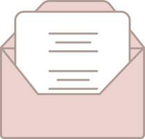 Pink And White Open Envelope With Letter Icon. vector