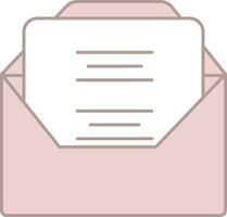 Pink And White Open Envelope With Letter Icon. vector