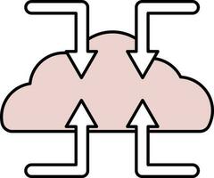 Cloud Backup And Restore Icon In Pink And White Color. vector