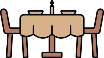 Dinner Table Icon In Brown Color. vector