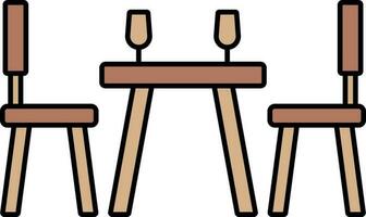 Dinner Table Icon In Brown Color. vector
