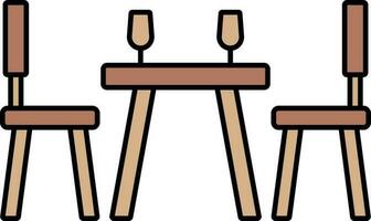 Dinner Table Icon In Brown Color. vector