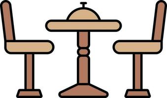 Dinner Table Icon In Brown Color. vector