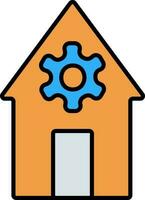 Home Setting Icon In Orange And Blue Color. vector