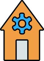 Home Setting Icon In Orange And Blue Color. vector