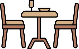 Dinner Table Icon In Brown Color. vector