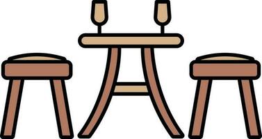 Dinner Table Icon In Brown Color. vector