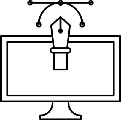 Black Line Art Pen Tool In Desktop Icon.
