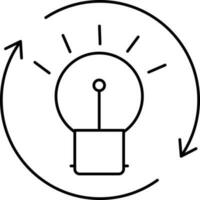 Idea Sync Or Reload Icon In Black Line Art. vector