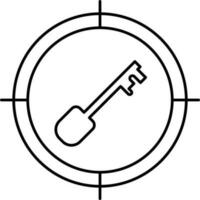 Black Outline Target Key Icon Or Symbol. vector