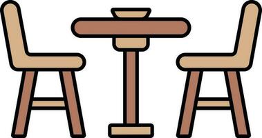 Dinner Table Icon In Brown Color. vector