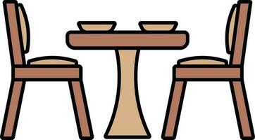 Dinner Table Icon In Brown Color. vector