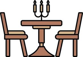 Romantic Dinner Table Icon In Brown Color. vector