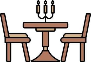 Romantic Dinner Table Icon In Brown Color. vector