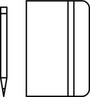 File Book With Pen Icon In Black Stroke. vector