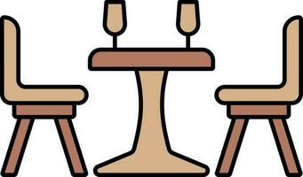 Dinner Table Icon In Brown Color. vector