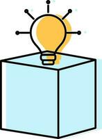 Isolated Idea Box Icon In Cyan And Yellow Color. vector