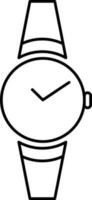 Isolated Wristwatch Black Line Art Icon In Flat Style. vector