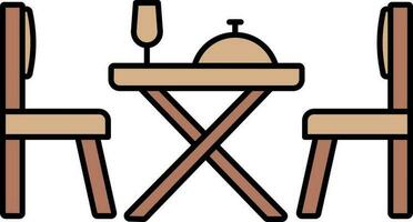 Dinner Table Icon In Brown Color. vector