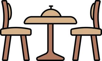 Dinner Table Icon In Brown Color. vector