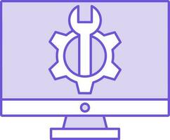 Computer Repair Icon In Purple And White Color. vector