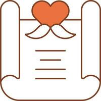 Scroll Paper Or Greeting Card Icon In Orange And White Color. vector