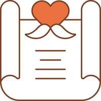 Scroll Paper Or Greeting Card Icon In Orange And White Color. vector