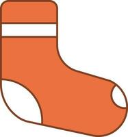 Socks Icon In Orange And White Color. vector