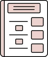 Pink And White Document Paper Icon Or Symbol. vector