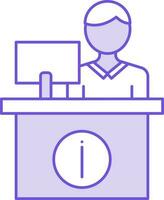 Information Or Reception Counter Icon In Purple And White Color. vector