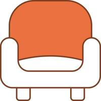 Sofa Icon In Orange And White Color. vector