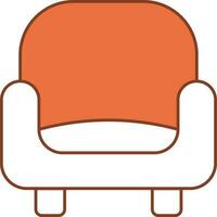 Sofa Icon In Orange And White Color. vector