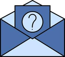 Open Envelope With Question Paper Icon In BlueColor. vector