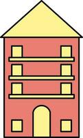 House Building Icon In Red And Yellow Color. vector