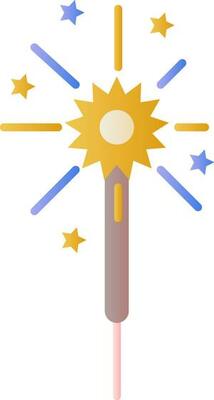 Colorful Fireworks Stick Icon In Flat Style.