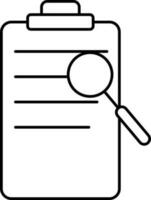 Magnifying Glass With Clipboard Icon in Line Art. vector