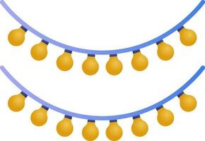 Hanging String Lights Icon In Golden And Blue Color. vector