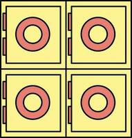 Locker Icon In Red And Yellow Color. vector