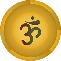 Om Symbol On Circular Icon In Golden And Bronze Color. vector