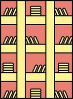 Bookshelf Icon In Red And Yellow Color. vector