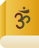 Om Symbol Book Icon In Golden Color. vector