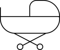 Baby Stroller Icon In Thin Line Art. vector